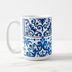 Italiaanse stijl, Mediterraan, mozaïek, blauw, Koffiemok