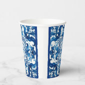 Italiaanse stijl, Mediterraan, mozaïek, blauw, Papieren Bekers (Rechts)