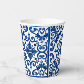 Italiaanse stijl, Mediterraan, mozaïek, blauw, Papieren Bekers (Rechts)