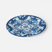 Italiaanse stijl, Mediterraan, mozaïek, blauw, Papieren Bordje (Gekanteld)