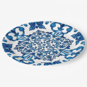 Italiaanse stijl, Mediterraan, mozaïek, blauw, Papieren Bordje (Gekanteld)