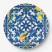 Italiaanse stijl, Mediterraan, mozaïek, blauw, Papieren Bordje (Voorkant)