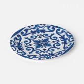 Italiaanse stijl, Mediterraan, mozaïek, blauw, Papieren Bordje (Gekanteld)