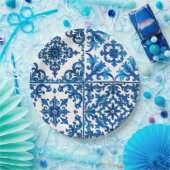 Italiaanse stijl, Mediterraan, mozaïek, blauw, Papieren Bordje (Feest)