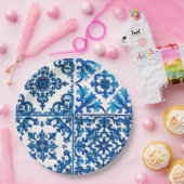 Italiaanse stijl, Mediterraan, mozaïek, blauw, Papieren Bordje (Feest)