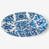 Italiaanse stijl, Mediterraan, mozaïek, blauw, Papieren Bordje (Gekanteld)