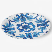 Italiaanse stijl, Mediterraan, mozaïek, blauw, Papieren Bordje (Gekanteld)