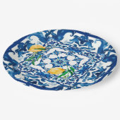 Italiaanse stijl, Mediterraan, mozaïek, blauw, Papieren Bordje (Gekanteld)