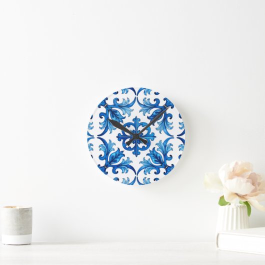 Italiaanse stijl, Mediterraan, mozaïek, blauw, Ronde Klok (Huis)