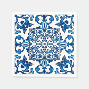 Italiaanse stijl, Mediterraan, mozaïek, blauw, Servet