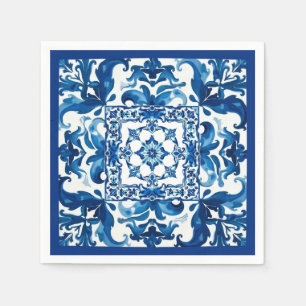 Italiaanse stijl, Mediterraan, mozaïek, blauw, Servet