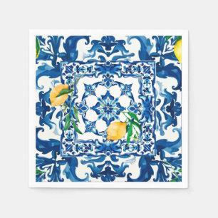 Italiaanse stijl, Mediterraan, mozaïek, blauw, Servet