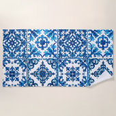 Italiaanse stijl, Mediterraan, mozaïek, blauw, Strandlaken (Voorkant)