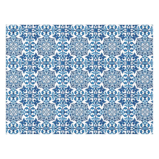 Italiaanse stijl, Mediterraan, mozaïek, blauw, Tafelkleed (Voorkant (Horizontaal))
