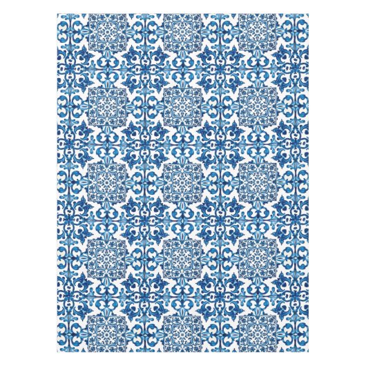 Italiaanse stijl, Mediterraan, mozaïek, blauw, Tafelkleed (Voorkant)