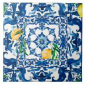 Italiaanse stijl, Mediterraan, mozaïek, blauw, Tegeltje (Voorkant)