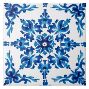 Italiaanse stijl, Mediterraan, mozaïek, blauw, Tegeltje