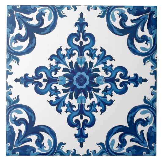 Italiaanse stijl, Mediterraan, mozaïek, blauw, Tegeltje (Voorkant)