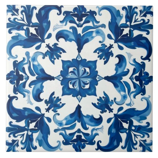 Italiaanse stijl, Mediterraan, mozaïek, blauw, Tegeltje (Voorkant)