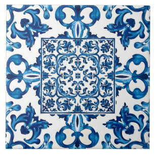 Italiaanse stijl, Mediterraan, mozaïek, blauw, Tegeltje