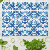 Italiaanse stijl, Mediterraan, mozaïek, blauw, Theedoek (Gevouwen)