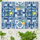 Italiaanse stijl, Mediterraan, mozaïek, blauw, Theedoek (Gevouwen)