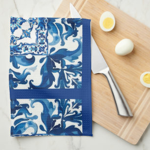 Italiaanse stijl, Mediterraan, mozaïek, blauw, Theedoek