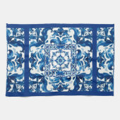 Italiaanse stijl, Mediterraan, mozaïek, blauw, Theedoek (Horizontaal)