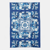 Italiaanse stijl, Mediterraan, mozaïek, blauw, Theedoek (Verticaal)