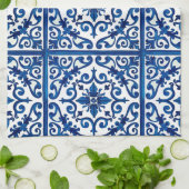 Italiaanse stijl, Mediterraan, mozaïek, blauw, Theedoek (Gevouwen)