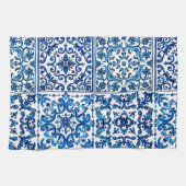 Italiaanse stijl, Mediterraan, mozaïek, blauw, Theedoek (Horizontaal)