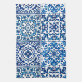 Italiaanse stijl, Mediterraan, mozaïek, blauw, Theedoek (Verticaal)