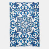 Italiaanse stijl, Mediterraan, mozaïek, blauw, Theedoek (Verticaal)