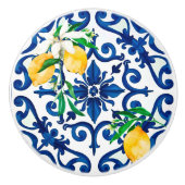 Italiaanse stijl, mozaïek, blauw, citroen, keramische knop (Voorkant)