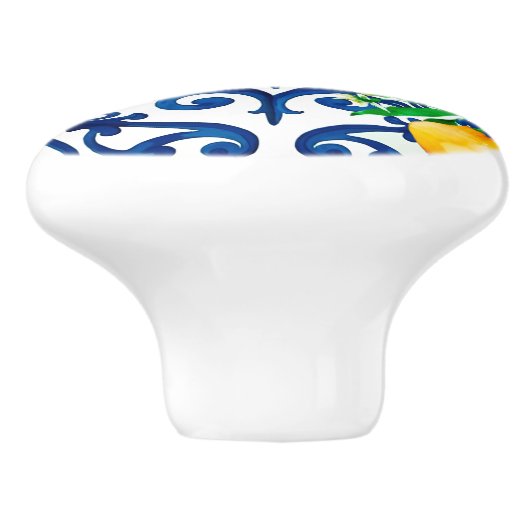 Italiaanse stijl, mozaïek, blauw, citroen, keramische knop (Zijkant)