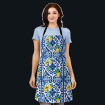 Italiaanse stijl, mozaïek, blauw, citroen, schort<br><div class="desc">Zomer,  levendige , Mediterrane tegels</div>