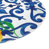 Italiaanse stijl, mozaïek, blauw, citroen, snijplank (Hoek)