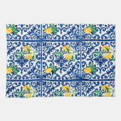 Italiaanse stijl, mozaïek, blauw, citroen, theedoek (Horizontaal)