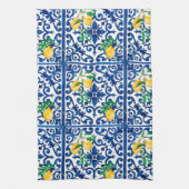 Italiaanse stijl, mozaïek, blauw, citroen, theedoek (Verticaal)