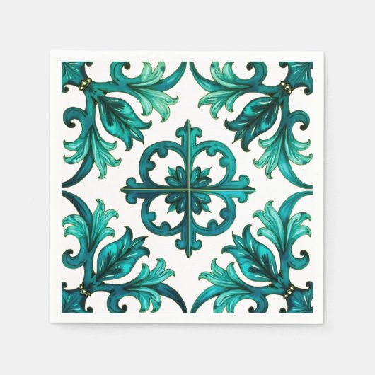 Italiaanse stijl, mozaïek, groen servet (Voorkant)