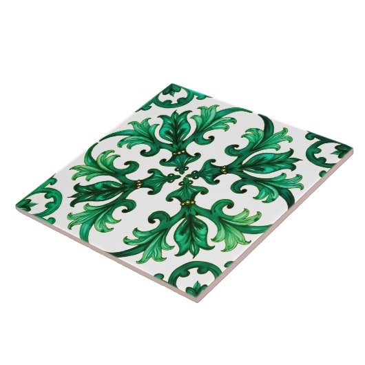 Italiaanse stijl, mozaïek, groen tegeltje (Zijkant)