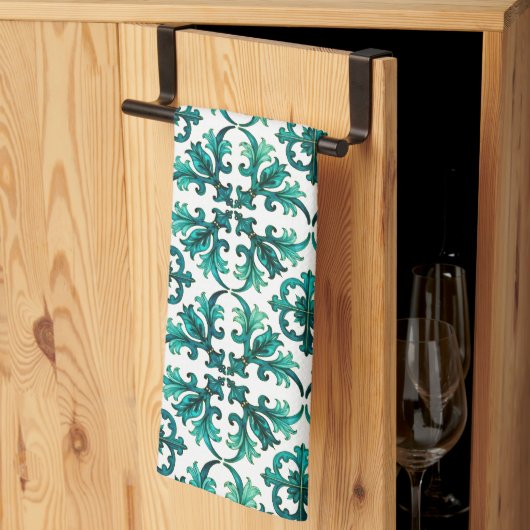 Italiaanse stijl, mozaïek, groen theedoek (Derde Gevouwen)