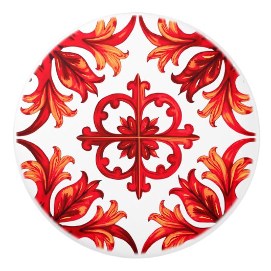 Italiaanse stijl, mozaïek, rood keramische knop (Voorkant)