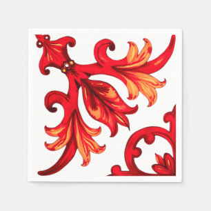 Italiaanse stijl, mozaïek, rood servet