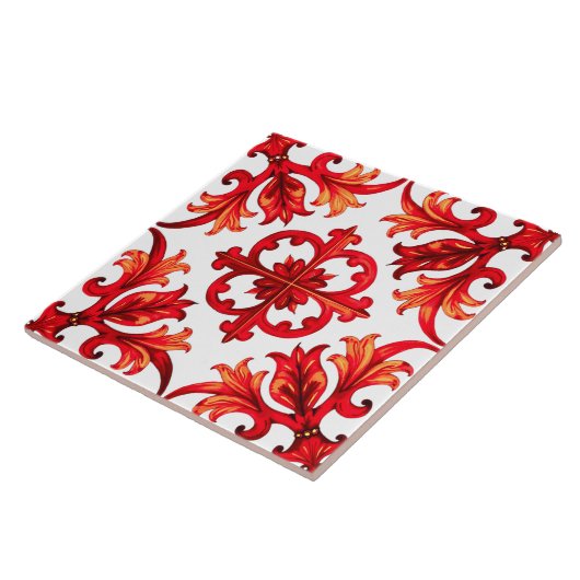 Italiaanse stijl, mozaïek, rood tegeltje (Zijkant)