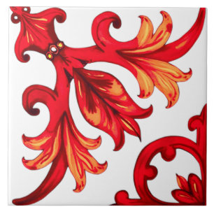 Italiaanse stijl, mozaïek, rood tegeltje