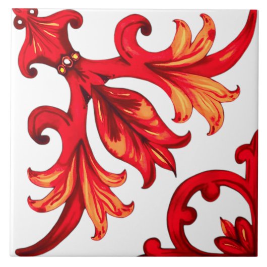 Italiaanse stijl, mozaïek, rood tegeltje (Voorkant)