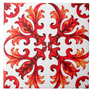 Italiaanse stijl, mozaïek, rood tegeltje