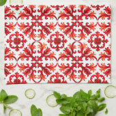 Italiaanse stijl, mozaïek, rood theedoek (Gevouwen)