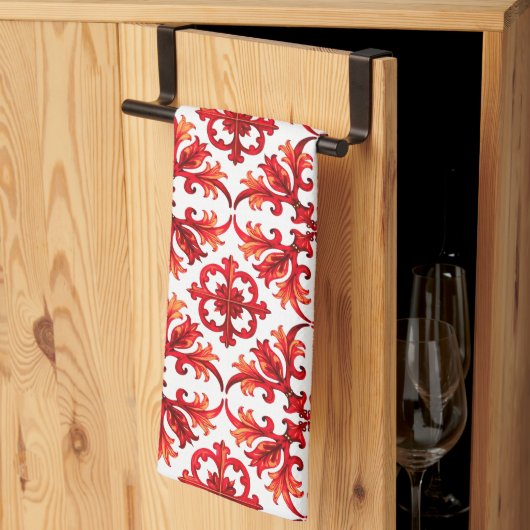 Italiaanse stijl, mozaïek, rood theedoek (Derde Gevouwen)